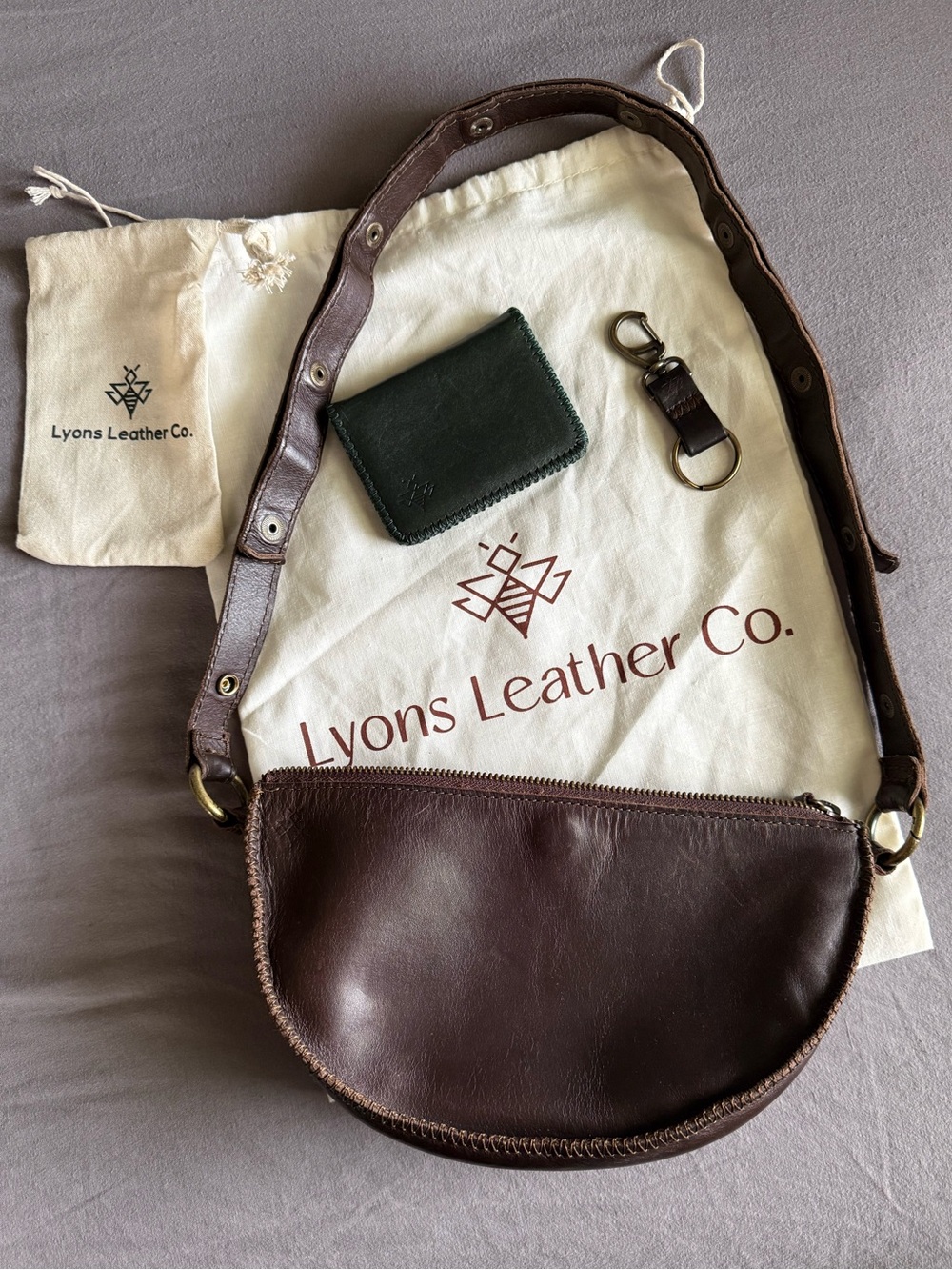 Lyons Leather Co Espresso Bee Purse + Wallet + Keychain